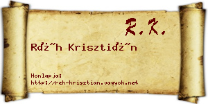 Réh Krisztián névjegykártya