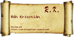 Réh Krisztián névjegykártya